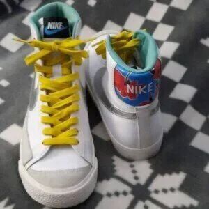 Nike Kids' White Sneakers with Yellow Laces